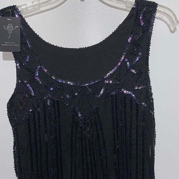 Vijiv Women's Black Sparkling Sequin Beaded Embellished Tank Top Small NWT - Picture 2 of 9